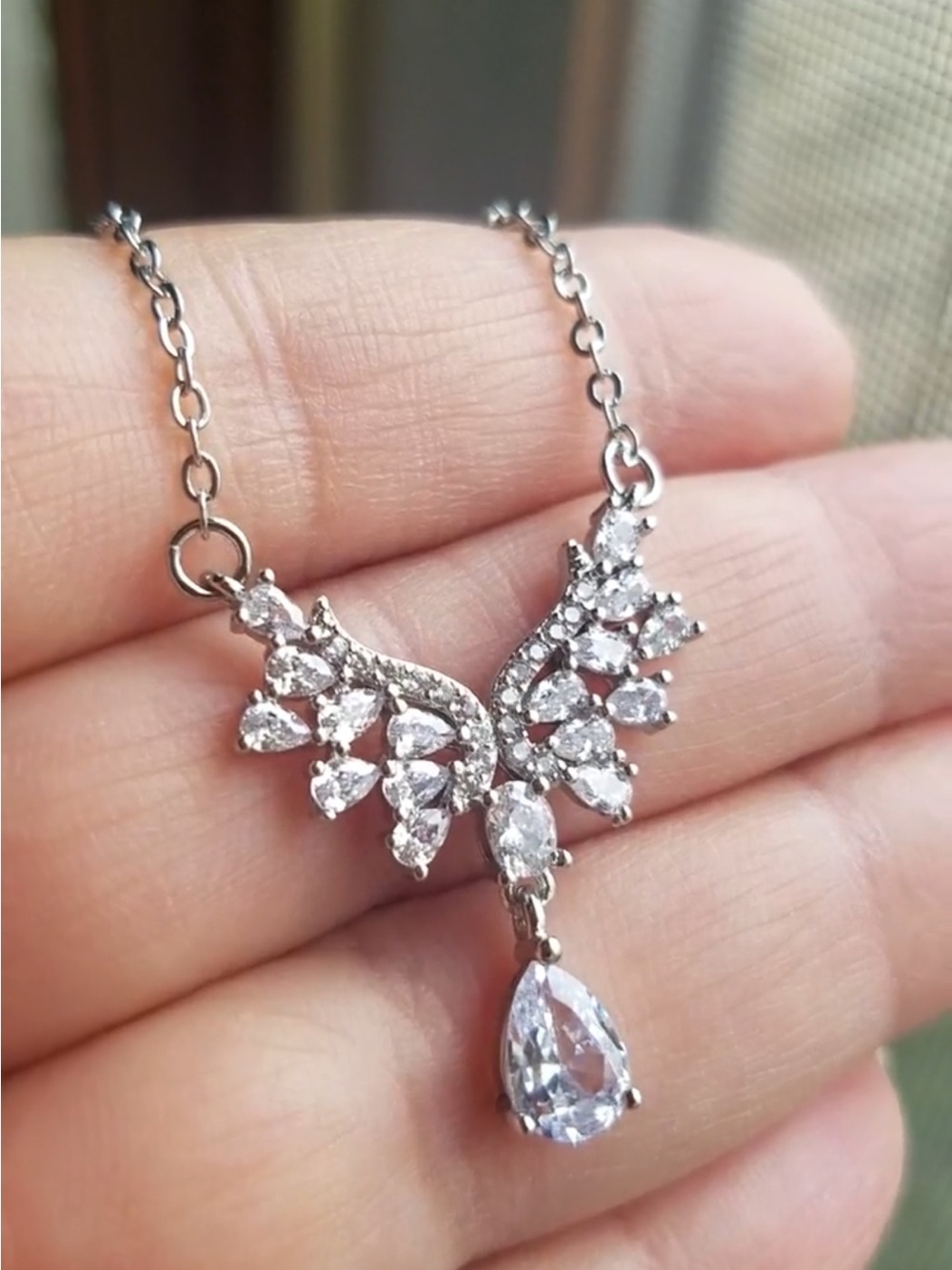 Swarovski Elements 925 Sterling Silver Teardrop Necklace NEW